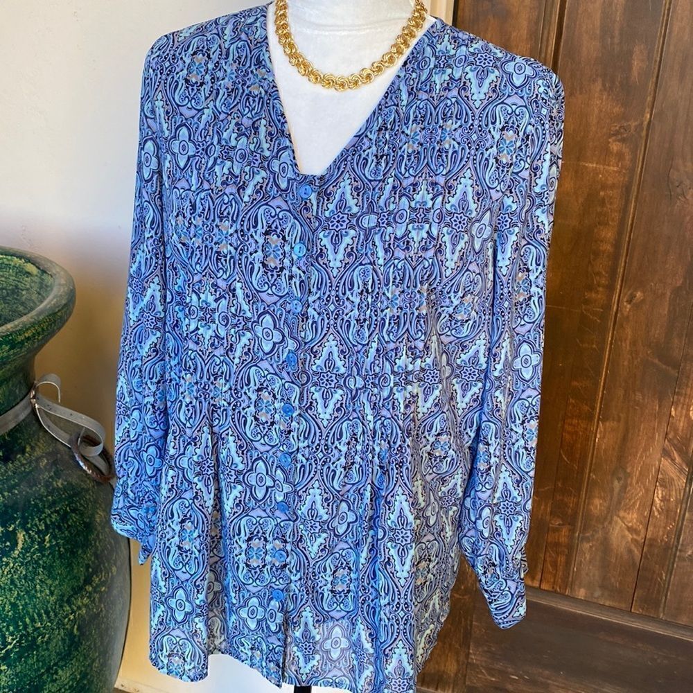 Coldwater Creek button front pullover top size Petite Medium